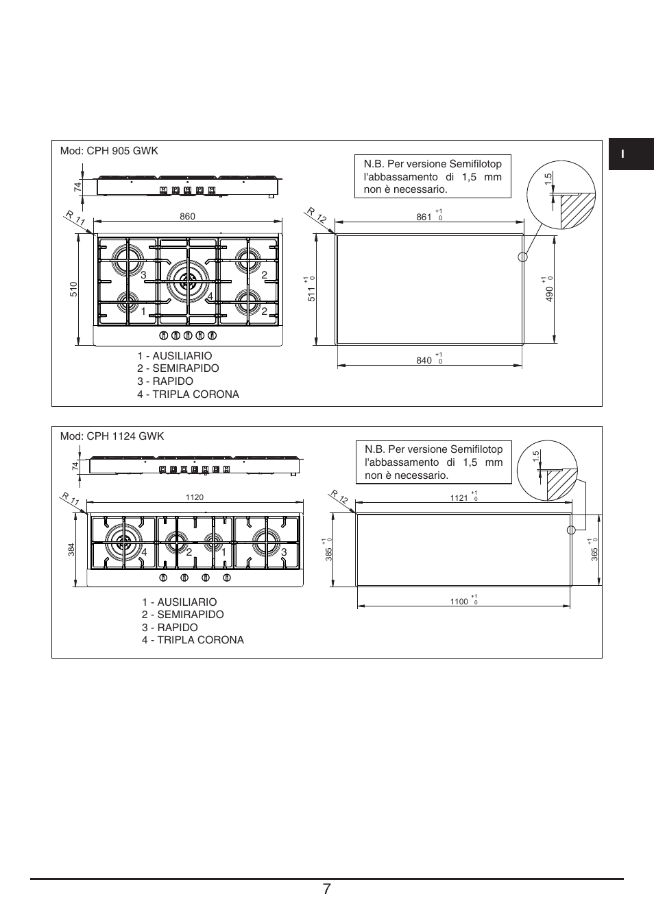Fulgor Milano CPH 604 G User Manual | Page 7 / 52