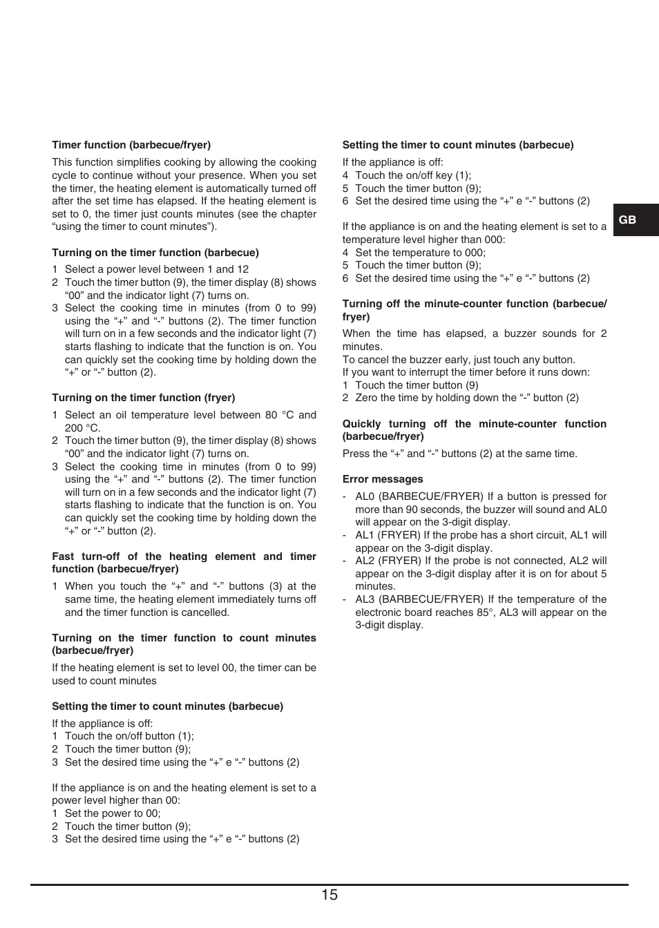 Fulgor Milano CPH 401 BQ TC User Manual | Page 15 / 52