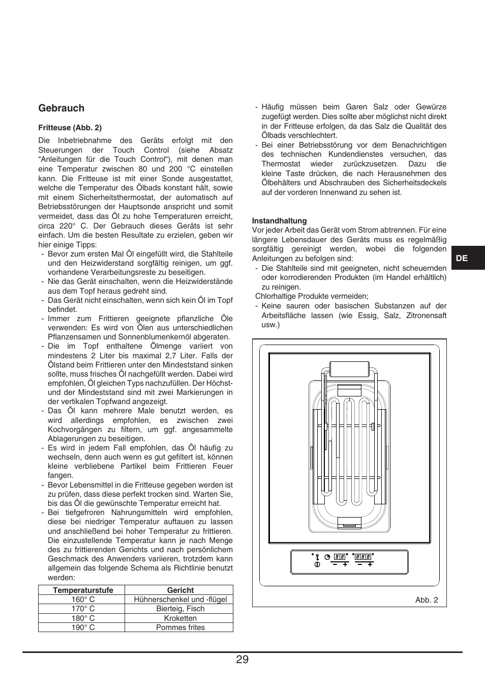 Gebrauch | Fulgor Milano CPH 401 BQ TC User Manual | Page 29 / 52