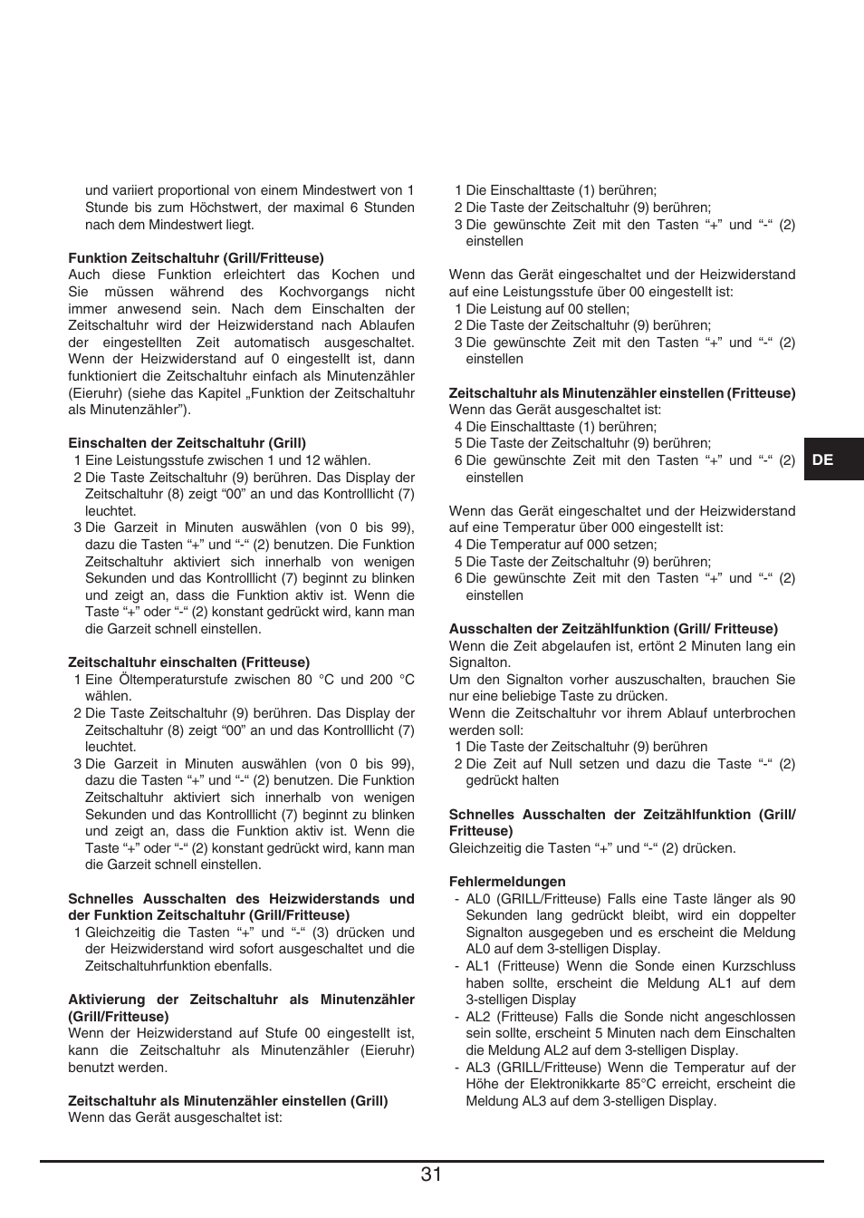 Fulgor Milano CPH 401 BQ TC User Manual | Page 31 / 52