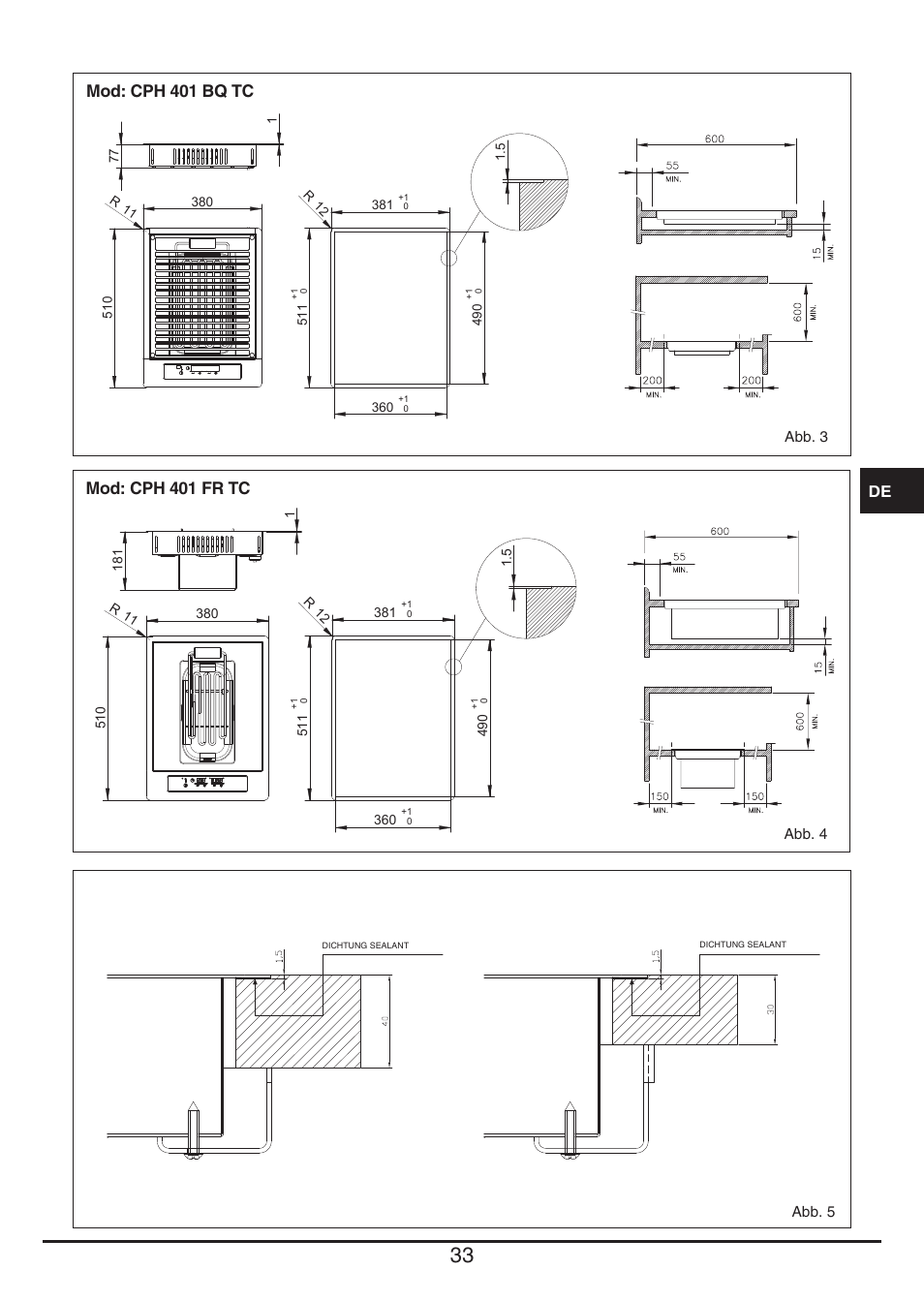 Mod: cph 401 bq tc, Mod: cph 401 fr tc | Fulgor Milano CPH 401 BQ TC User Manual | Page 33 / 52