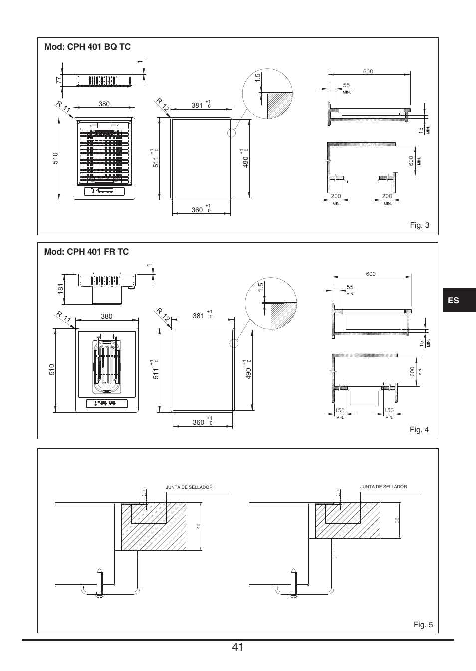 Mod: cph 401 bq tc, Mod: cph 401 fr tc | Fulgor Milano CPH 401 BQ TC User Manual | Page 41 / 52