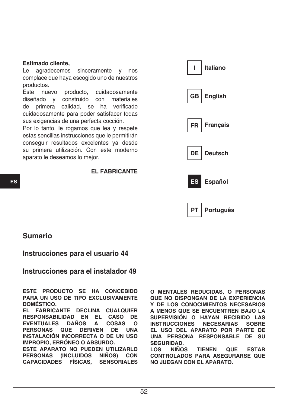 Fulgor Milano CPH 401 ID X User Manual | Page 52 / 80