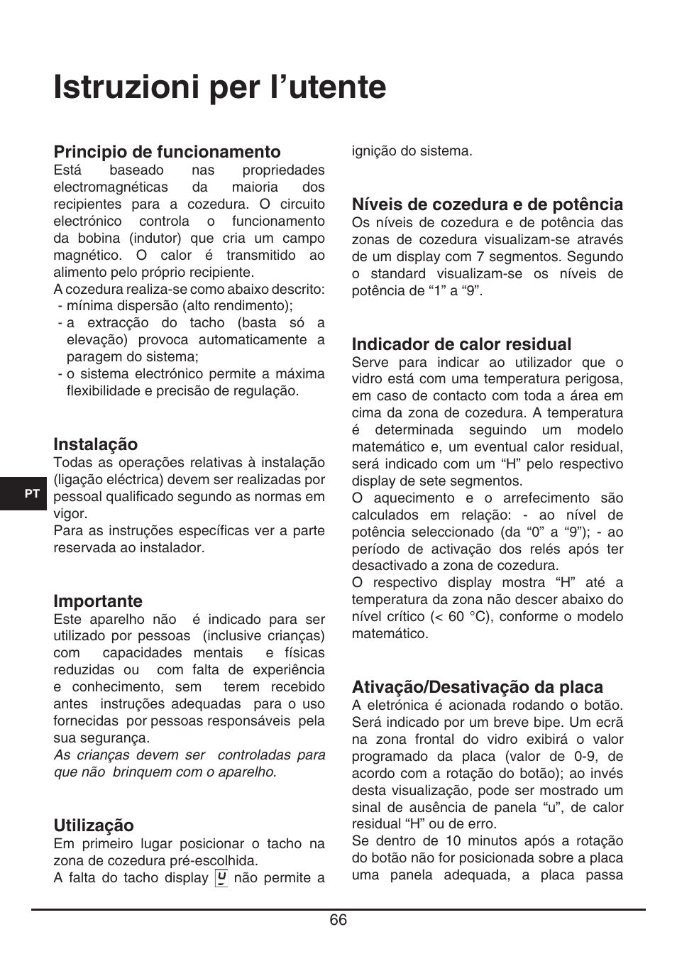 Istruzioni per l’utente | Fulgor Milano CPH 401 ID X User Manual | Page 66 / 80