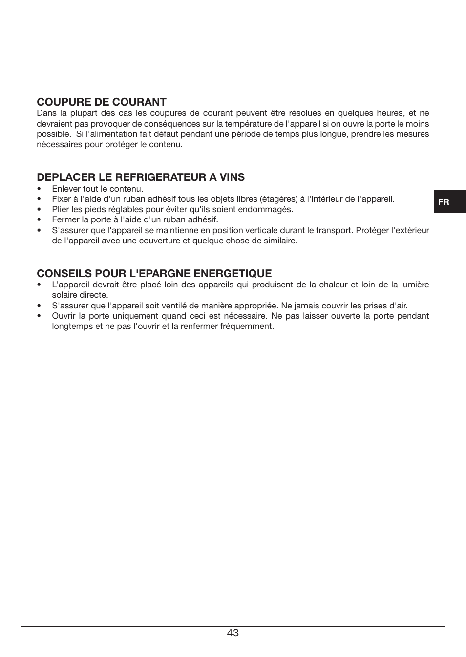 Fulgor Milano FWC 4524 TC User Manual | Page 43 / 88