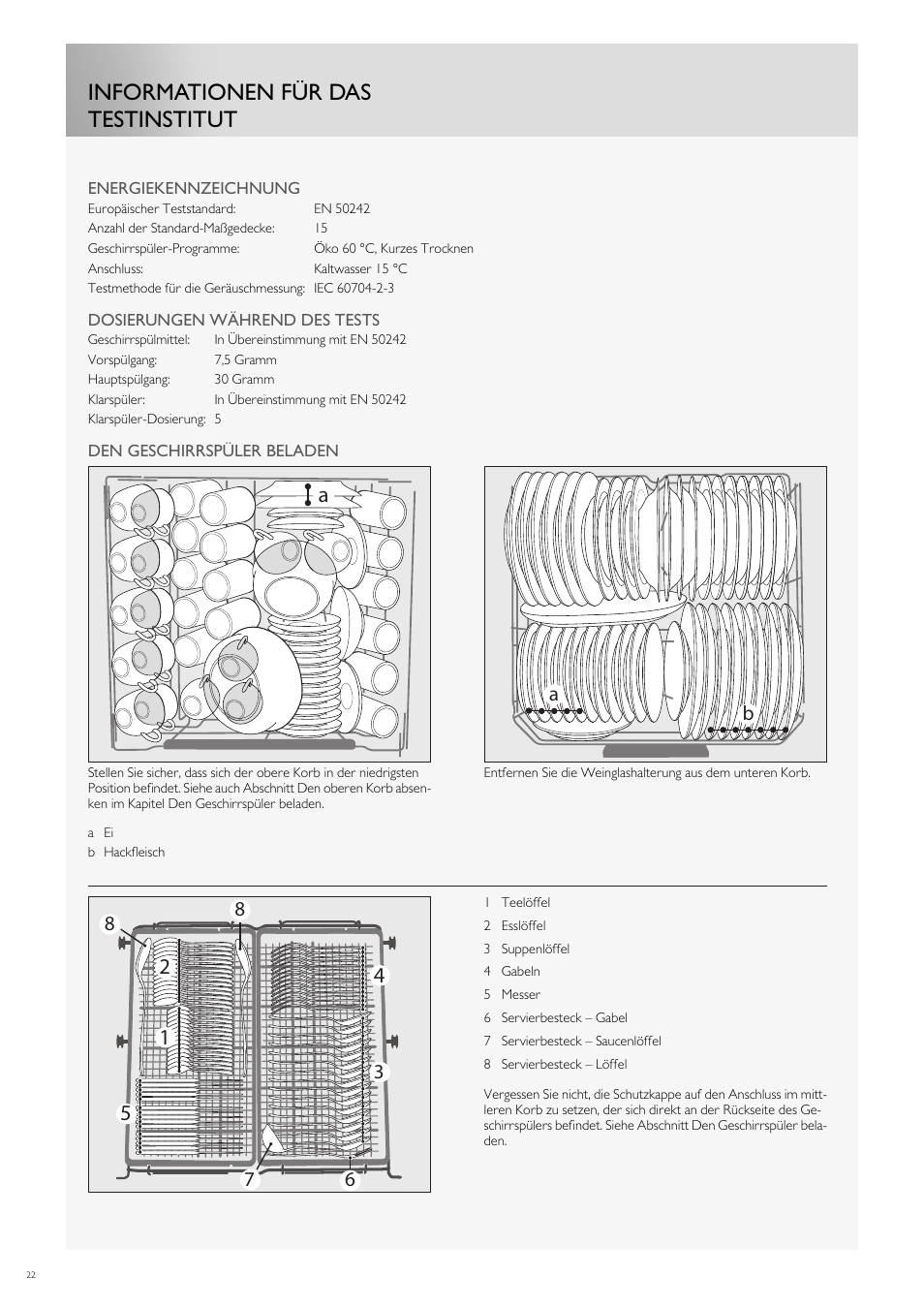 Informationen für das testinstitut | Fulgor Milano FDW9017 User Manual | Page 106 / 168