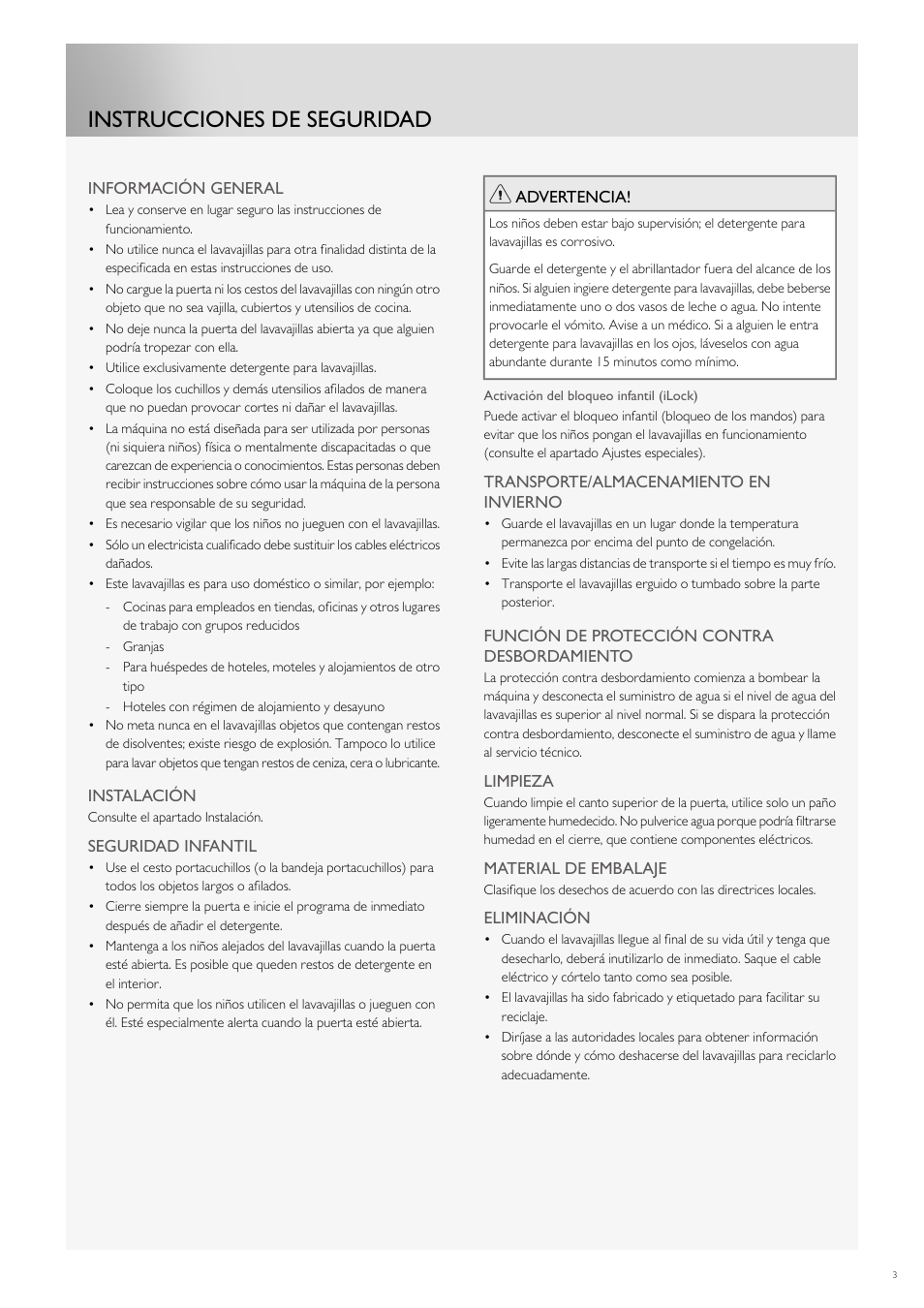 Instrucciones de seguridad | Fulgor Milano FDW9017 User Manual | Page 115 / 168