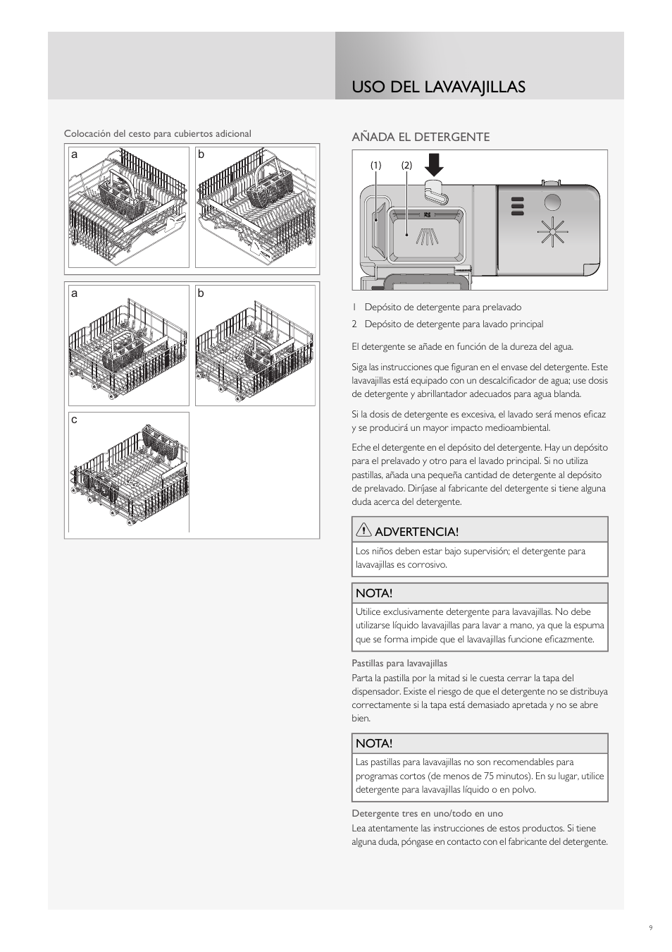 Uso del lavavajillas | Fulgor Milano FDW9017 User Manual | Page 121 / 168