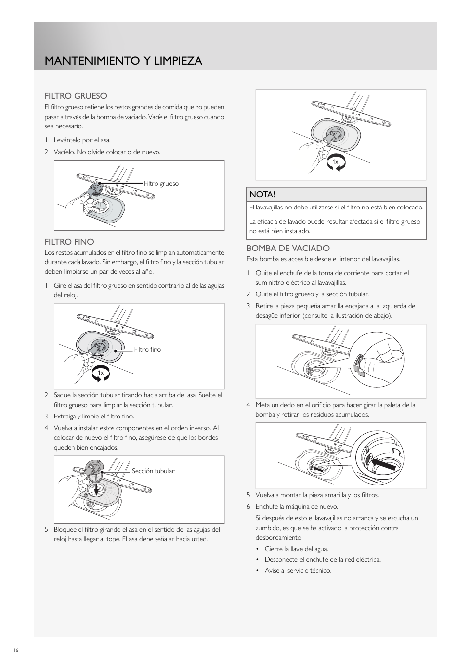 Mantenimiento y limpieza | Fulgor Milano FDW9017 User Manual | Page 128 / 168