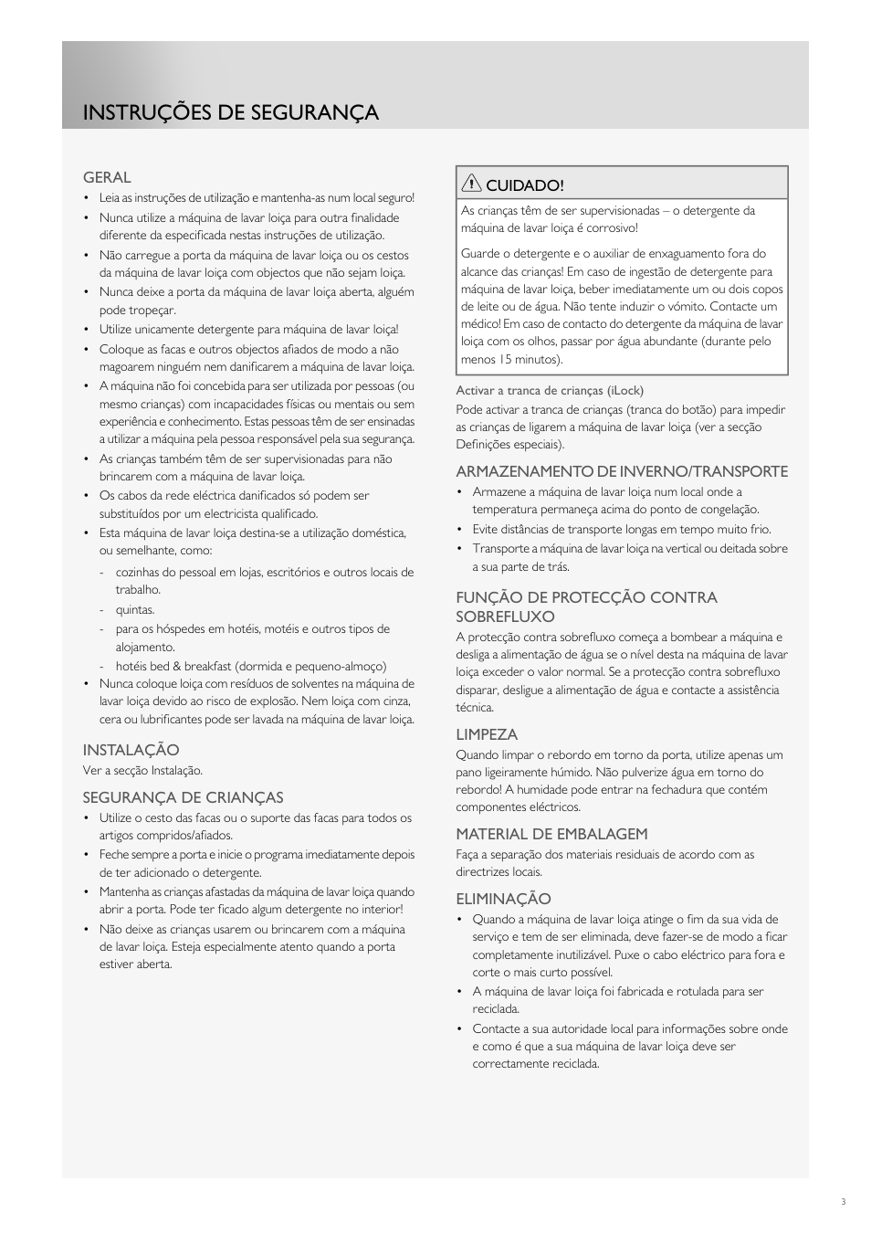 Instruções de segurança | Fulgor Milano FDW9017 User Manual | Page 143 / 168