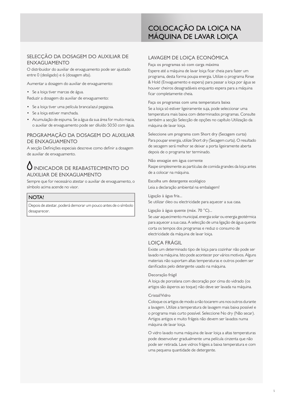 Colocação da loiça na máquina de lavar loiça | Fulgor Milano FDW9017 User Manual | Page 145 / 168