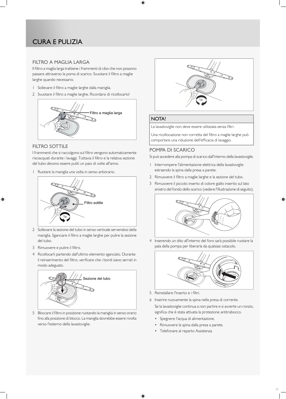 Cura e pulizia | Fulgor Milano FDW9017 User Manual | Page 17 / 168