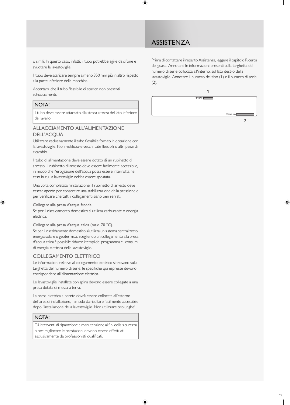 Assistenza | Fulgor Milano FDW9017 User Manual | Page 25 / 168