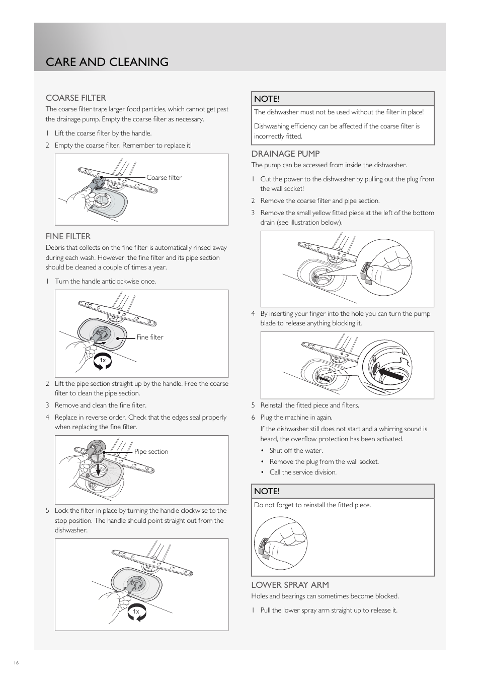 Care and cleaning | Fulgor Milano FDW9017 User Manual | Page 44 / 168