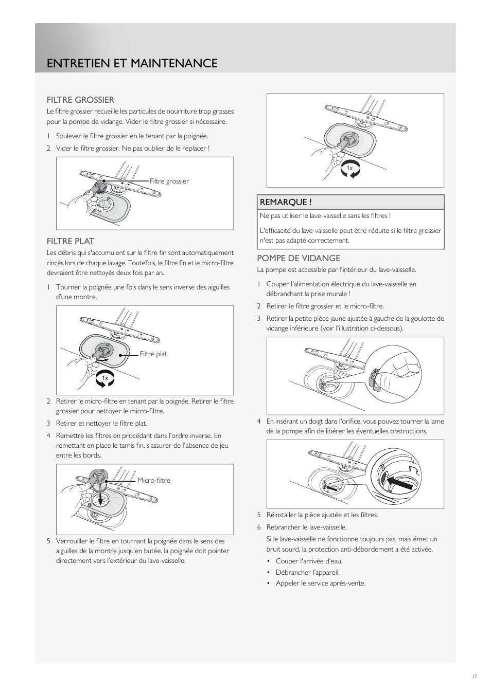 Entretien et maintenance | Fulgor Milano FDW9017 User Manual | Page 73 / 168