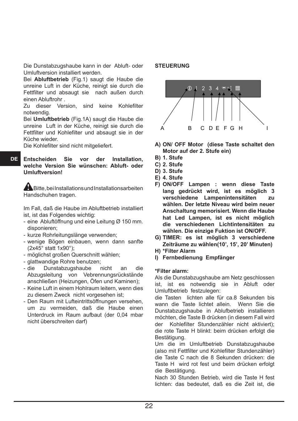 Fulgor Milano CHD 9003 TC User Manual | Page 22 / 36