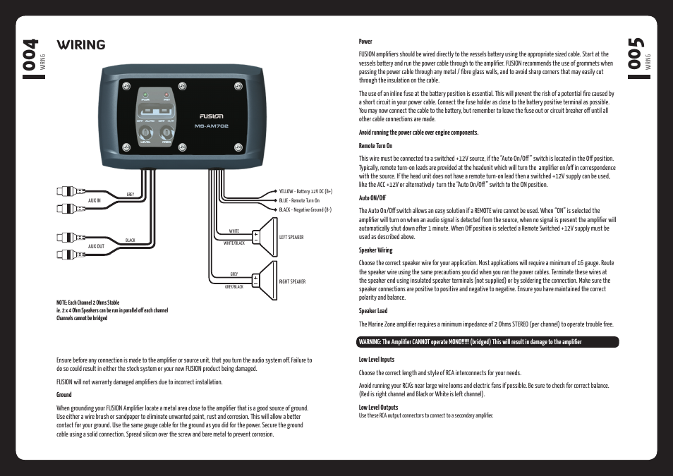Wiring | Fusion MS-AM702 User Manual | Page 3 / 5