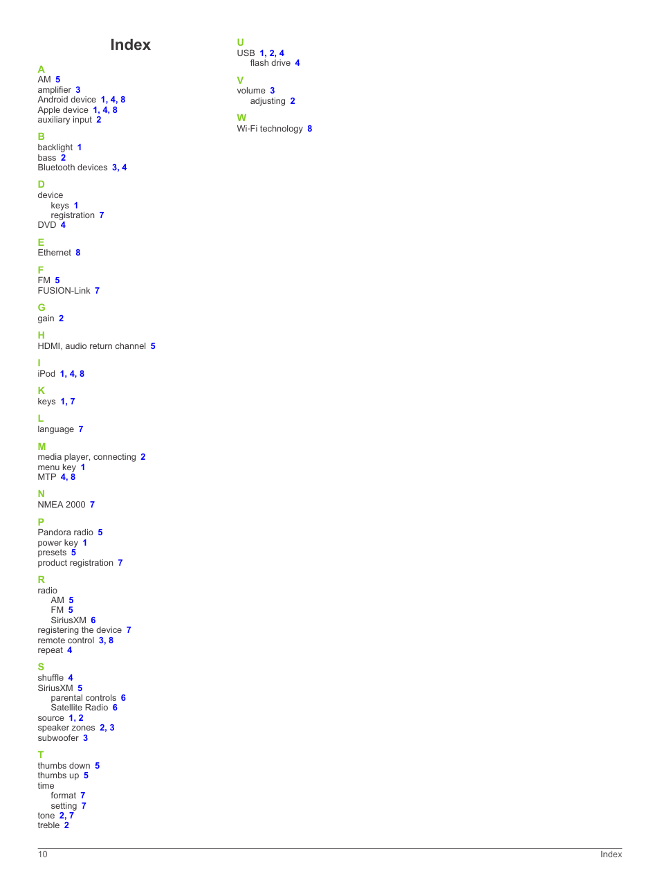 Index | Fusion MS-UD750 User Manual | Page 14 / 16