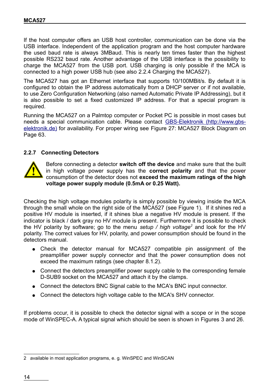 7 connecting detectors | GBS Elektronik MCA-527 User Manual | Page 14 / 70