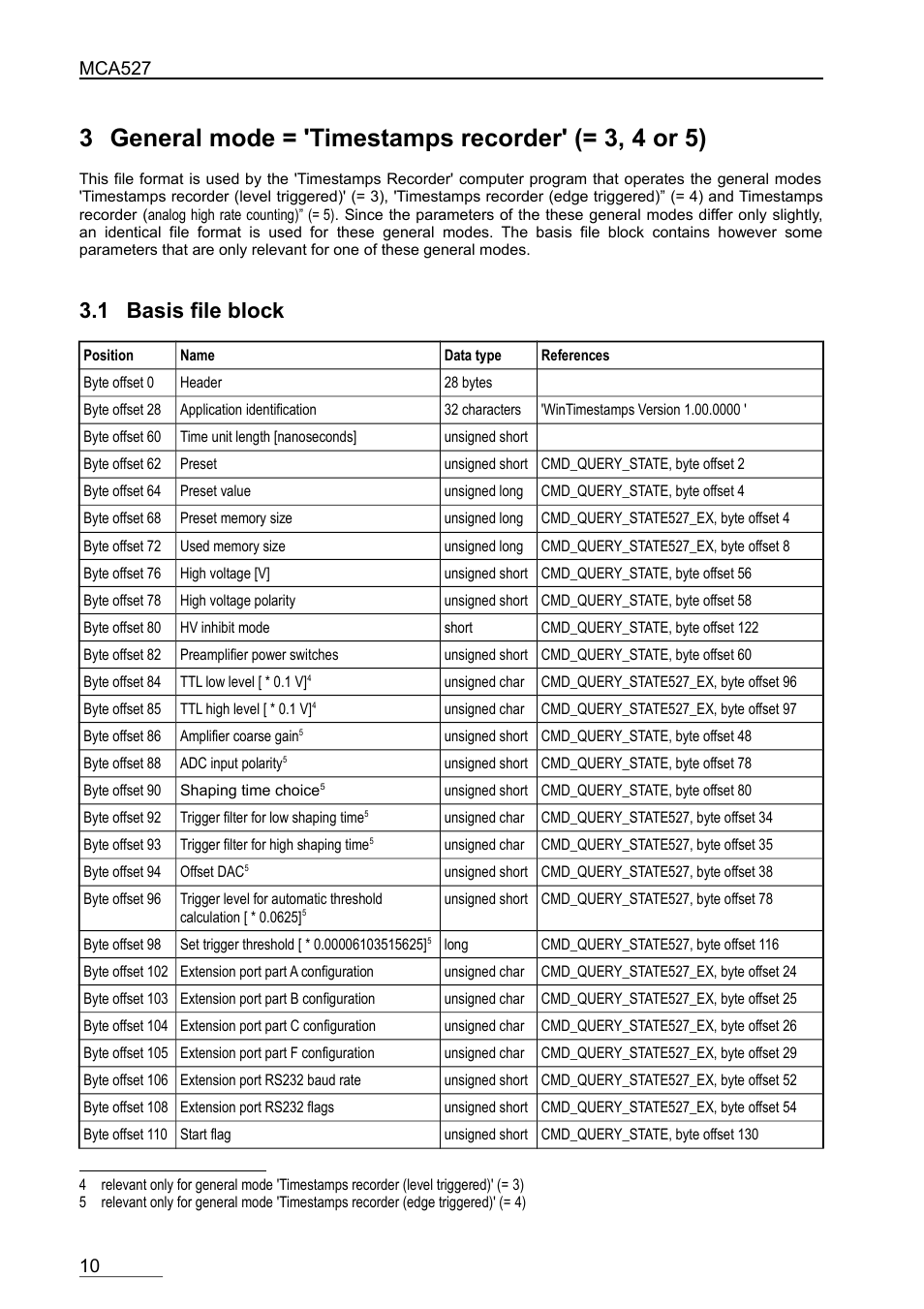 1 basis file block, Mca527 | GBS Elektronik MCA-527 Binary Data Format User Manual | Page 10 / 12