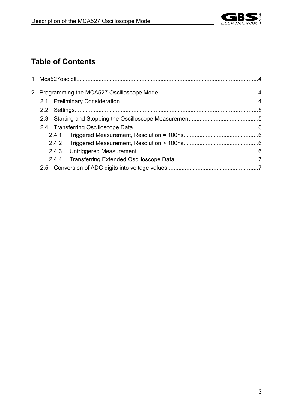 GBS Elektronik MCA-527 Oscilloscope Mode User Manual | Page 3 / 7