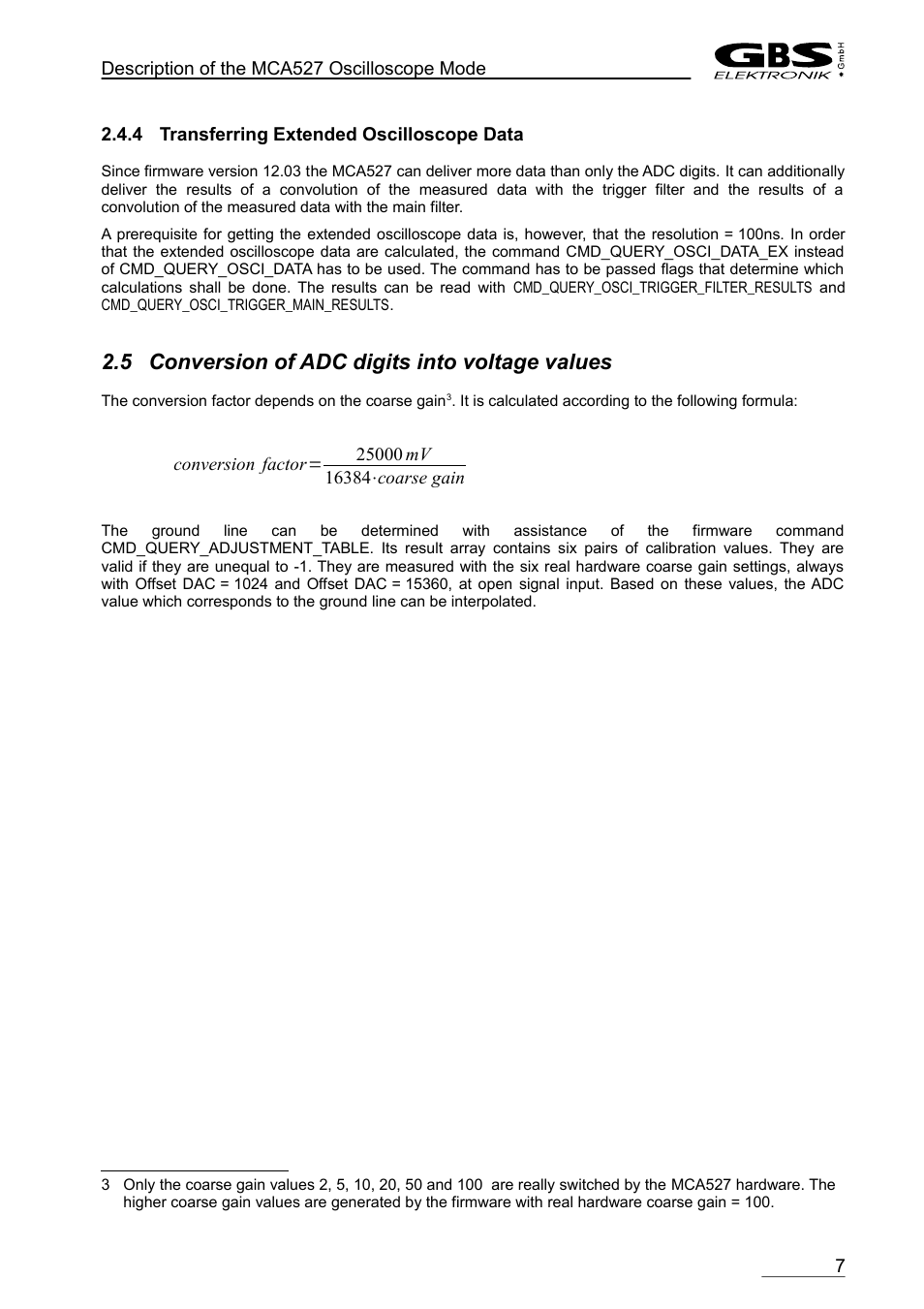 4 transferring extended oscilloscope data, 5 conversion of adc digits into voltage values | GBS Elektronik MCA-527 Oscilloscope Mode User Manual | Page 7 / 7