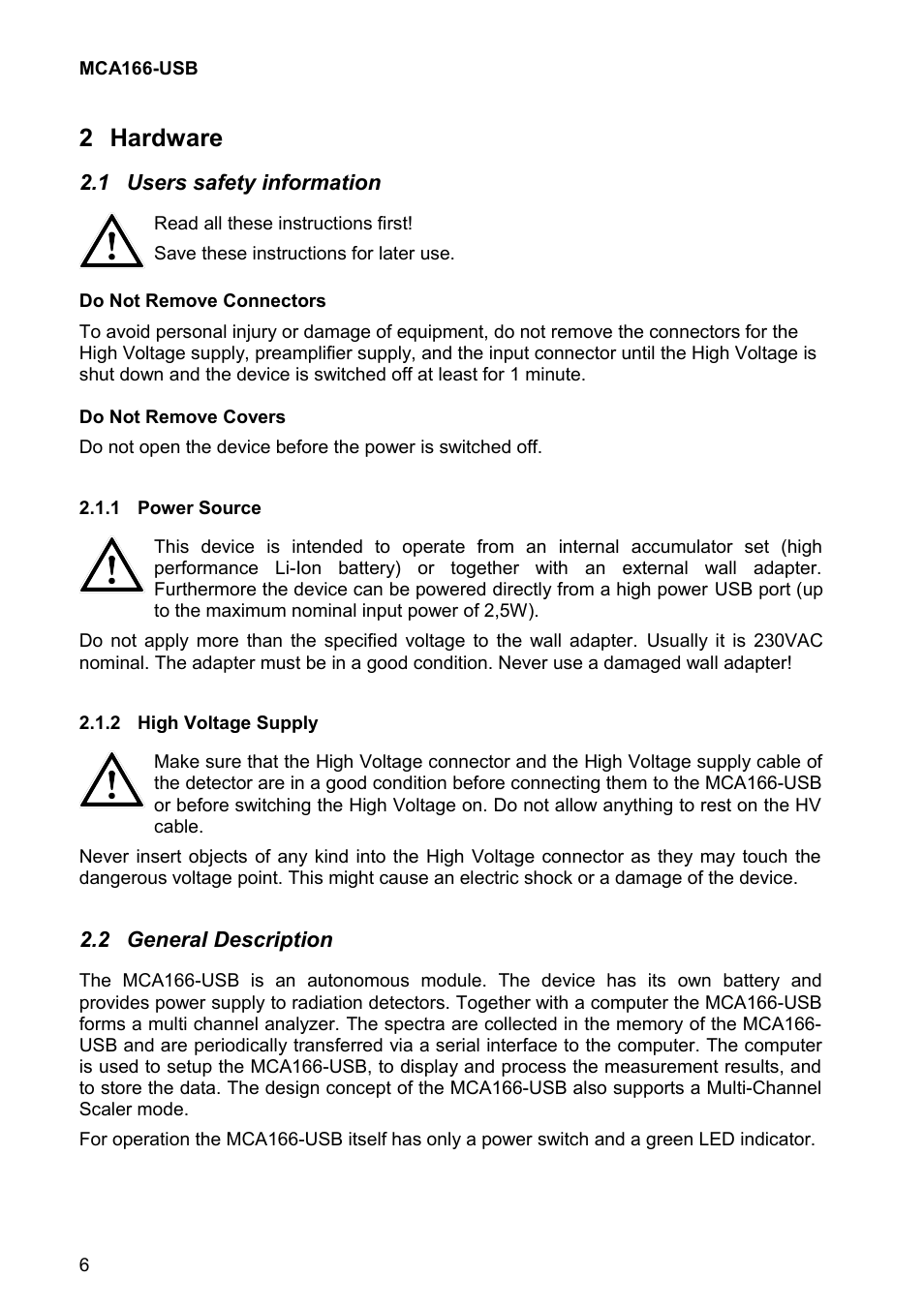 2 hardware | GBS Elektronik MCA166-USB User Manual | Page 6 / 73