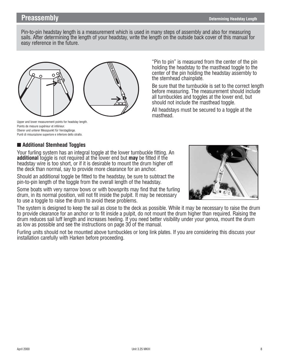 Preassembly | Harken 1080 MKIII Jib Reefing & Furling User Manual | Page 15 / 78