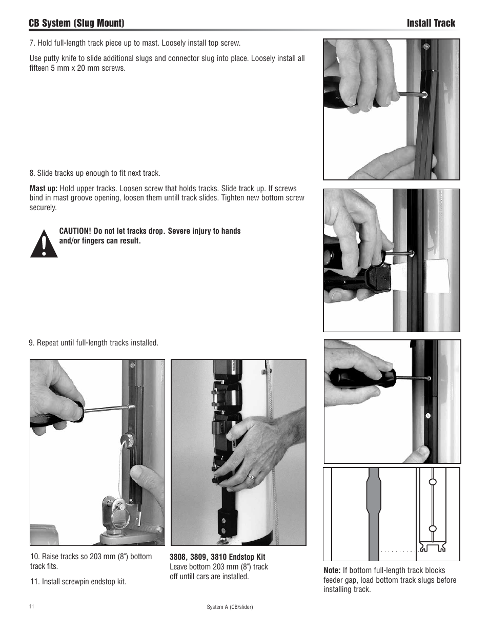 Harken 3811 System A CB & Slider Battcar User Manual | Page 11 / 24