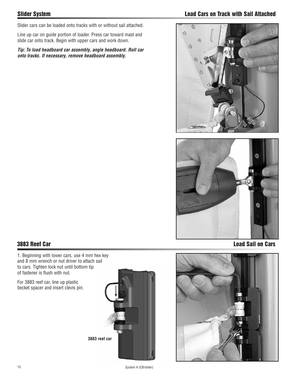 Harken 3811 System A CB & Slider Battcar User Manual | Page 15 / 24