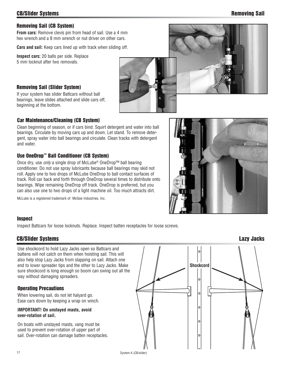 Harken 3811 System A CB & Slider Battcar User Manual | Page 17 / 24