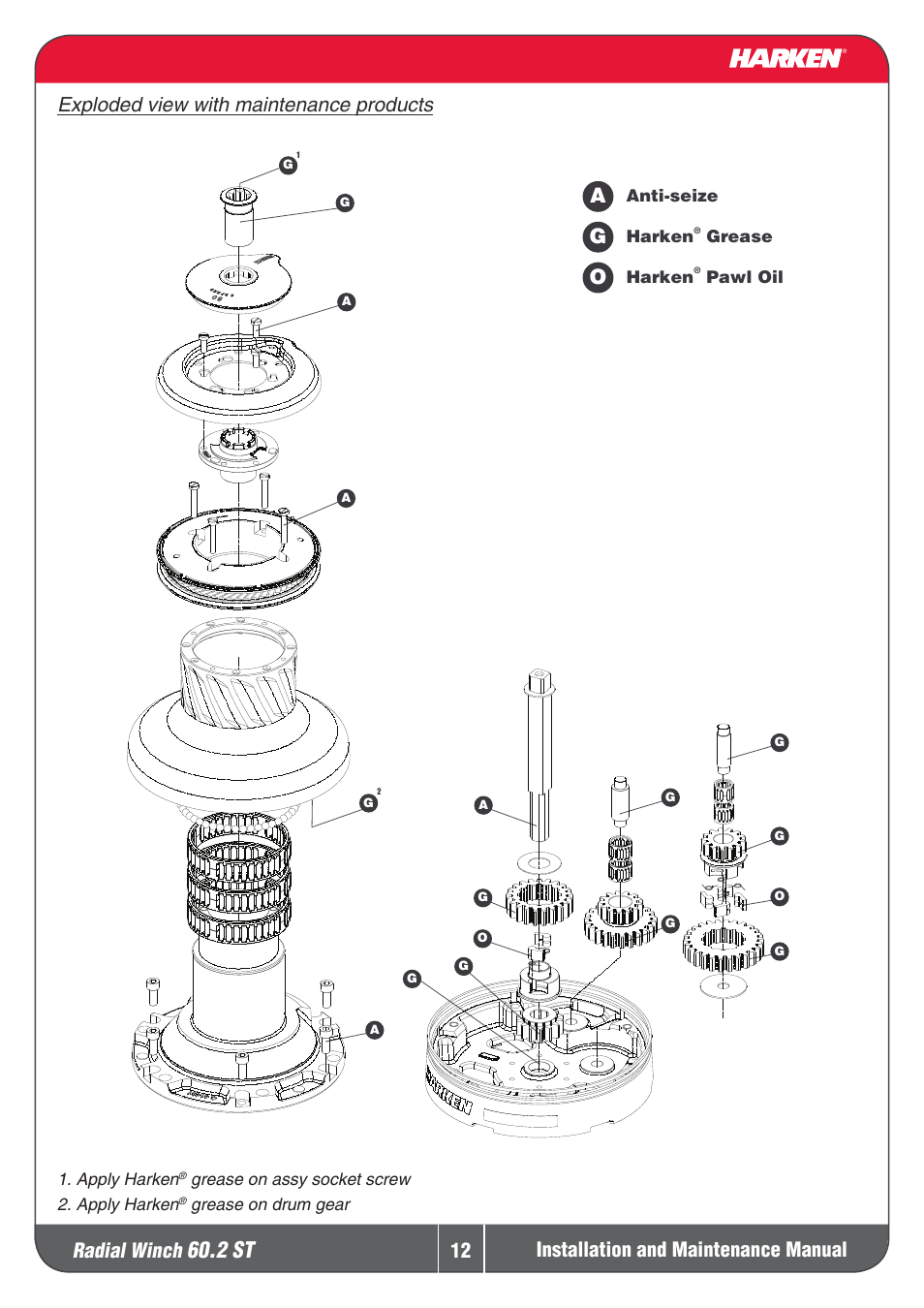 2 st, Radial winch | Harken 60.2ST Winche User Manual | Page 12 / 19