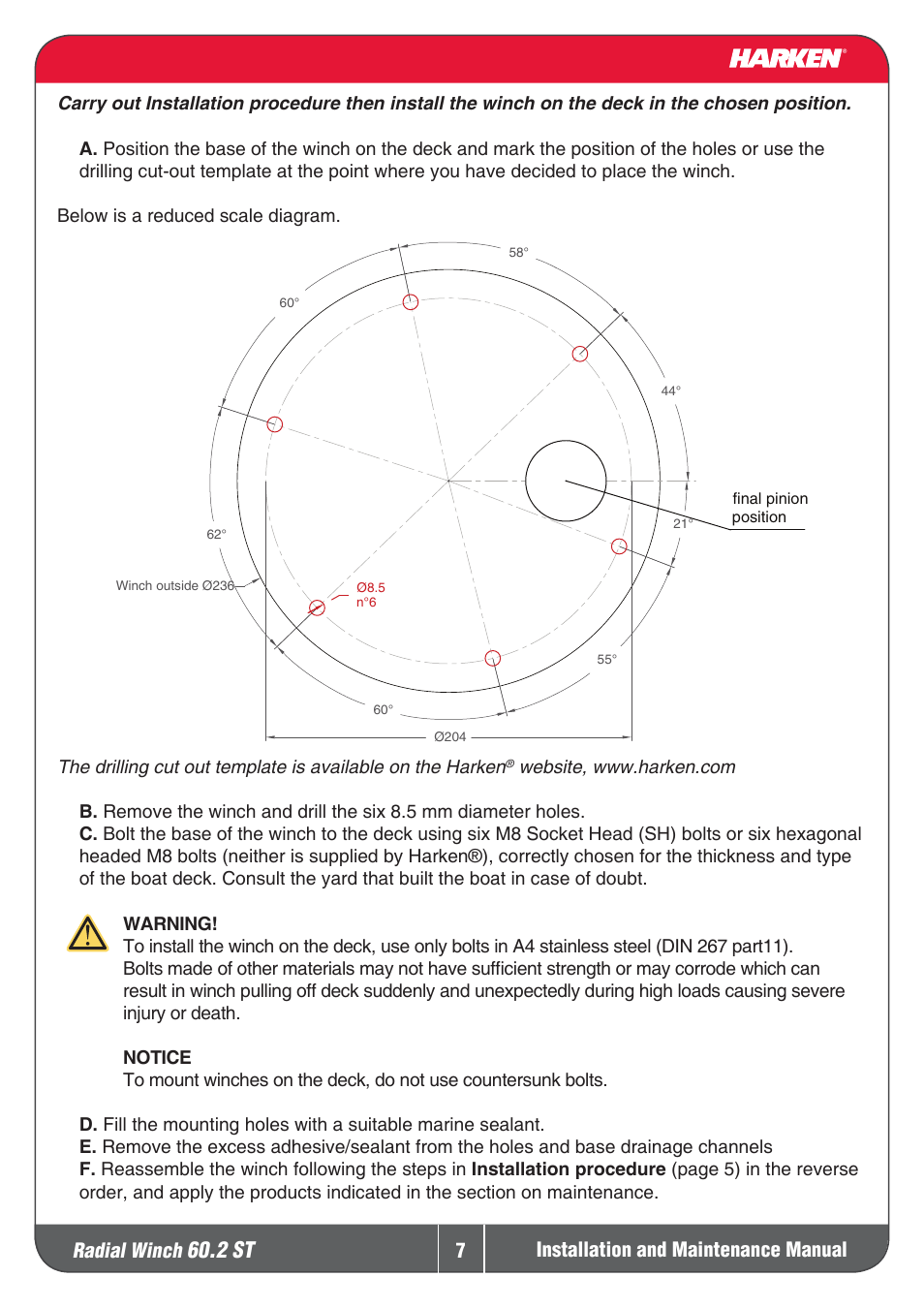 2 st, Radial winch | Harken 60.2ST Winche User Manual | Page 7 / 19