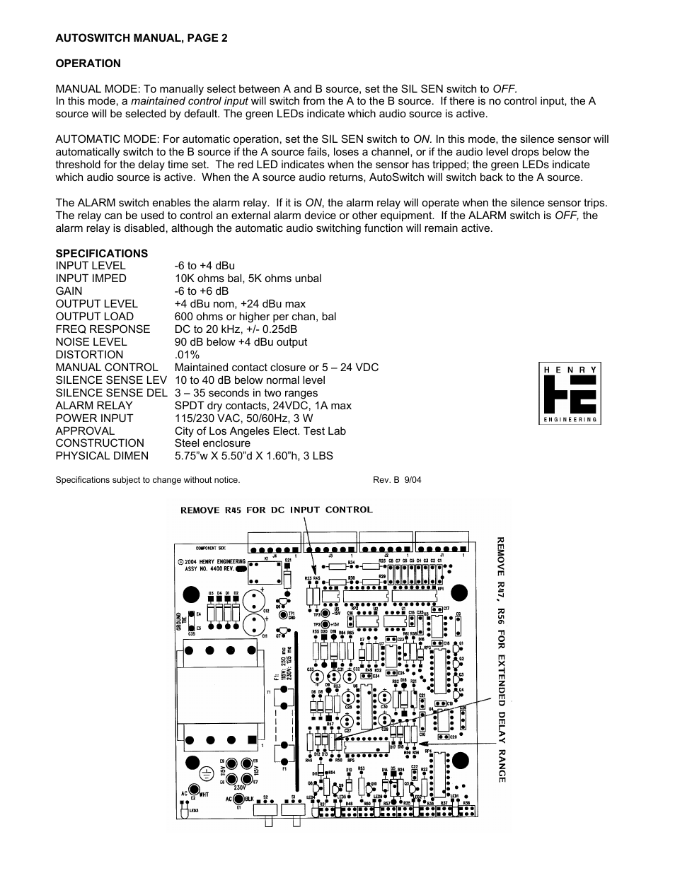 Henry Engineering AUTOSWITCH User Manual | Page 2 / 4