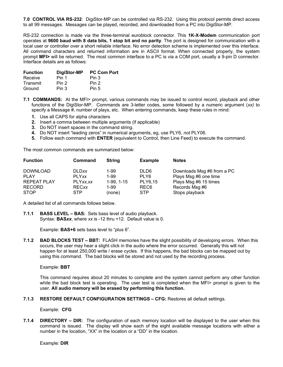 Directory – dir: the configuration of each memor | Henry Engineering DigiStor MP User Manual | Page 5 / 9