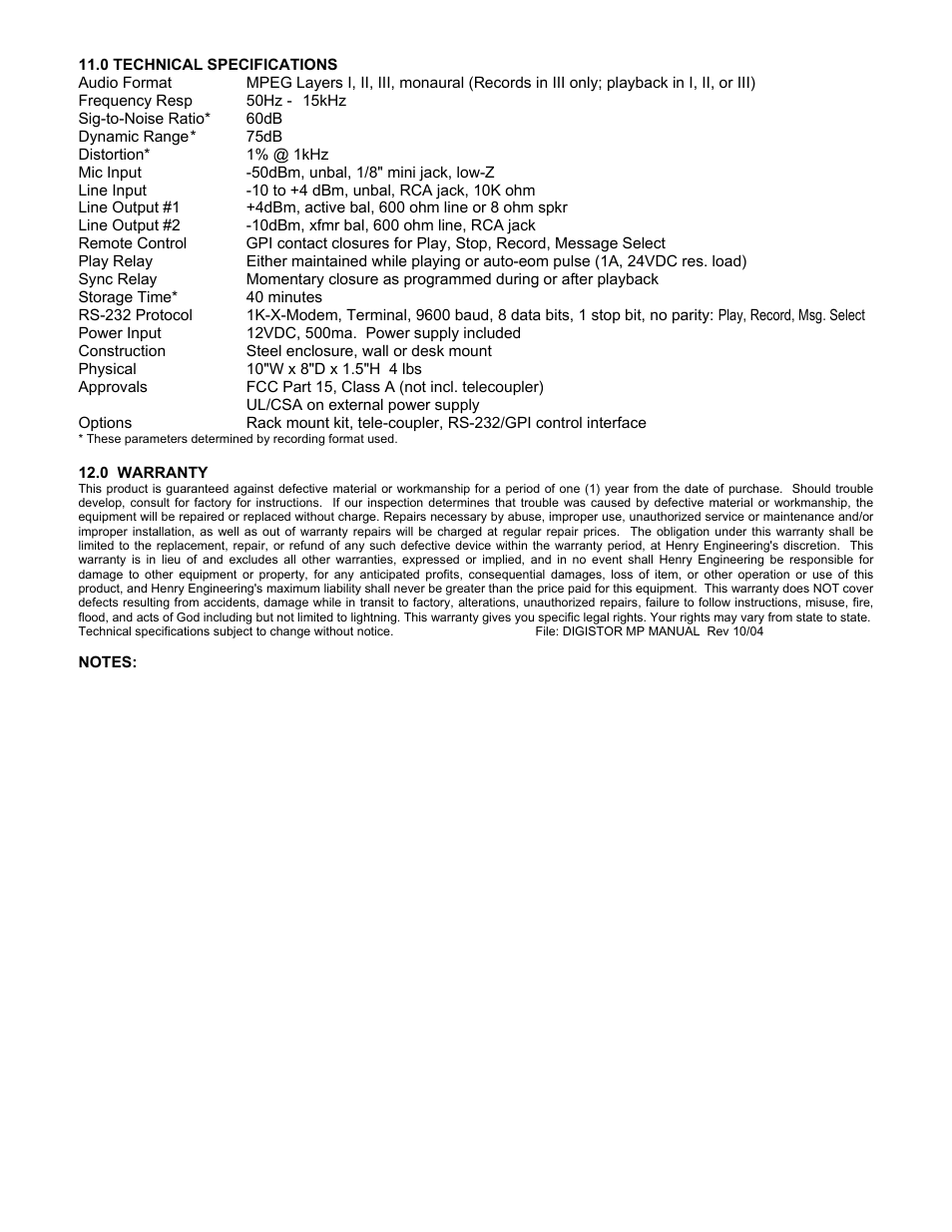 Henry Engineering DigiStor MP User Manual | Page 9 / 9