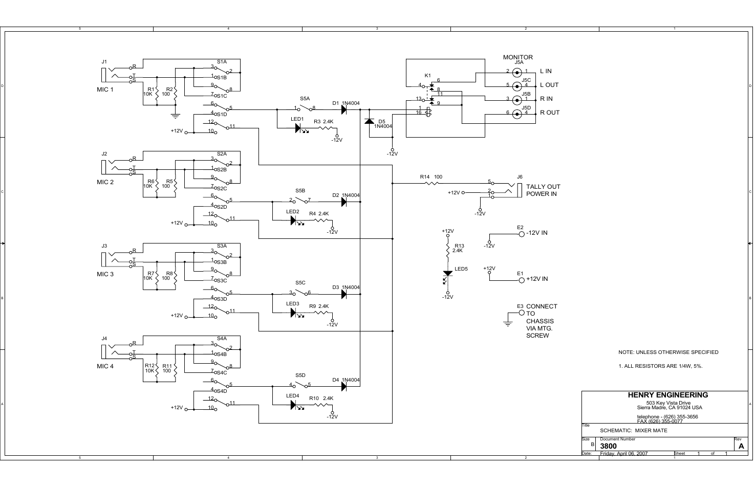 3800 a, Henry engineering | Henry Engineering Mixer Mate User Manual | Page 2 / 2