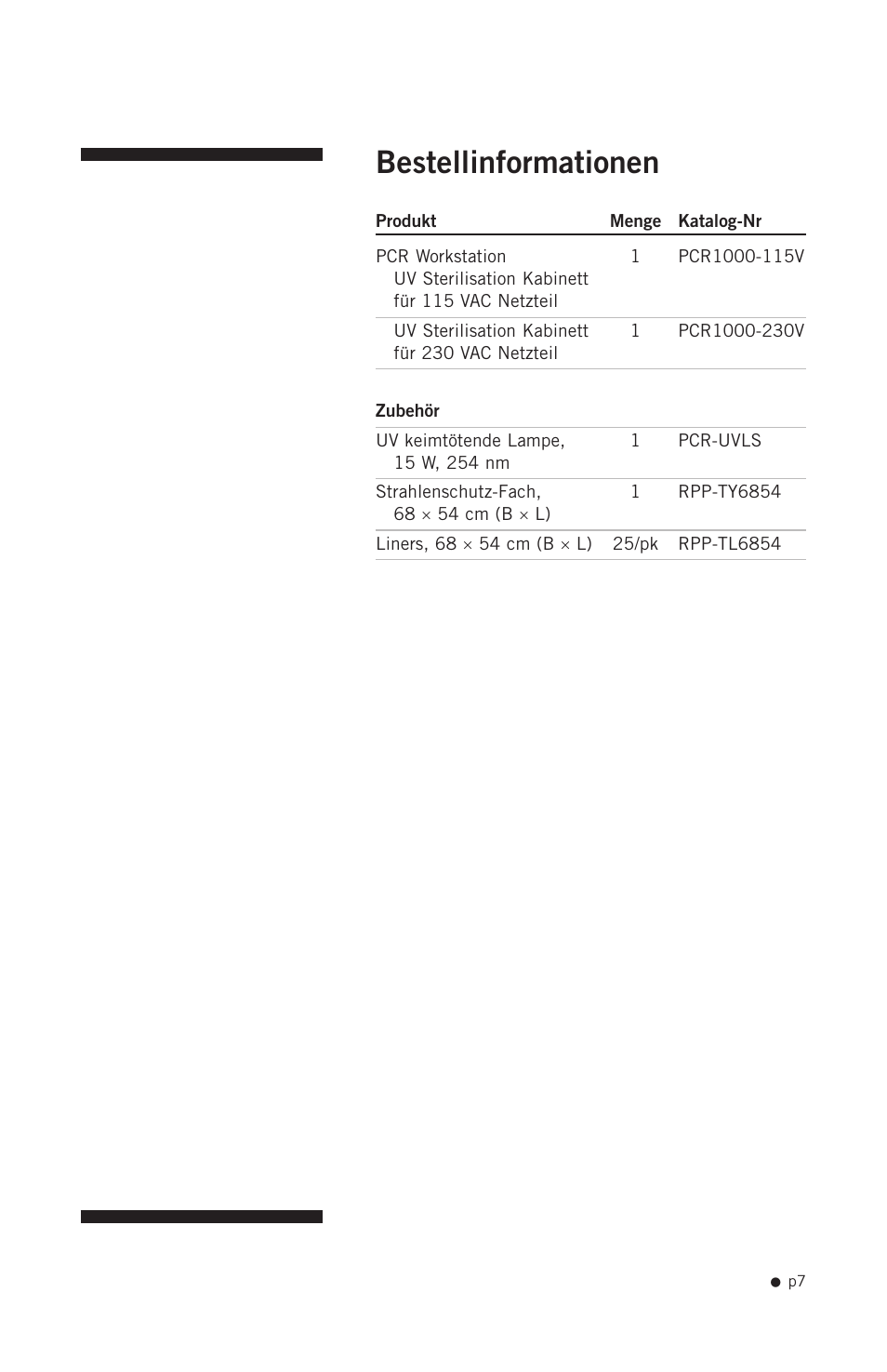 Bestellinformationen | Hoefer PCR1000 User Manual | Page 18 / 19