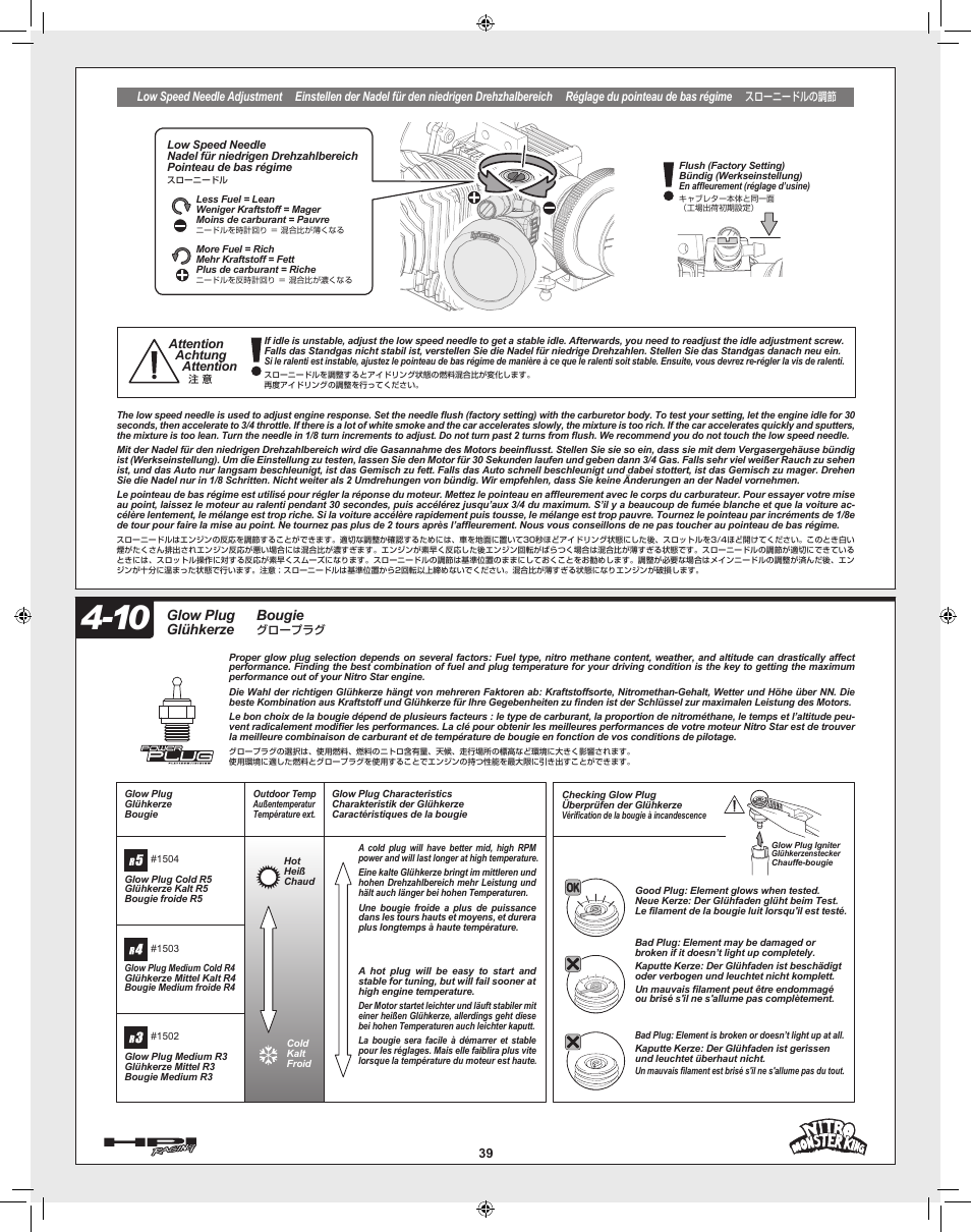 Bougie, Glow plug glühkerze | HPI Racing Nitro Monster King User Manual | Page 39 / 60