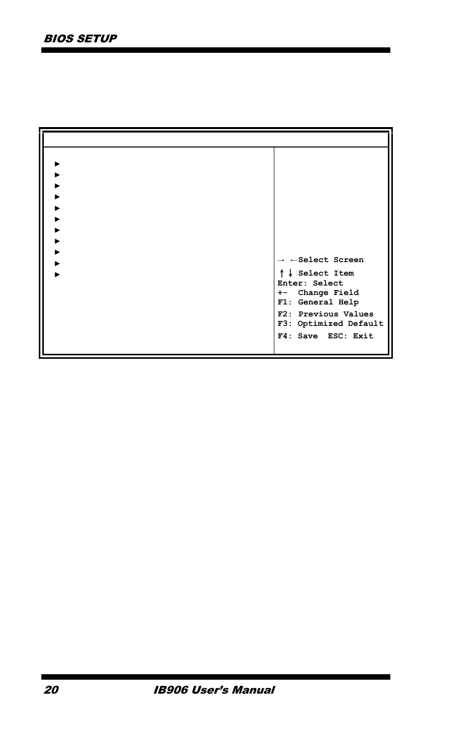 Advanced settings, Bios setup, Ib906 user’s manual | IBASE IB906 User Manual | Page 24 / 56