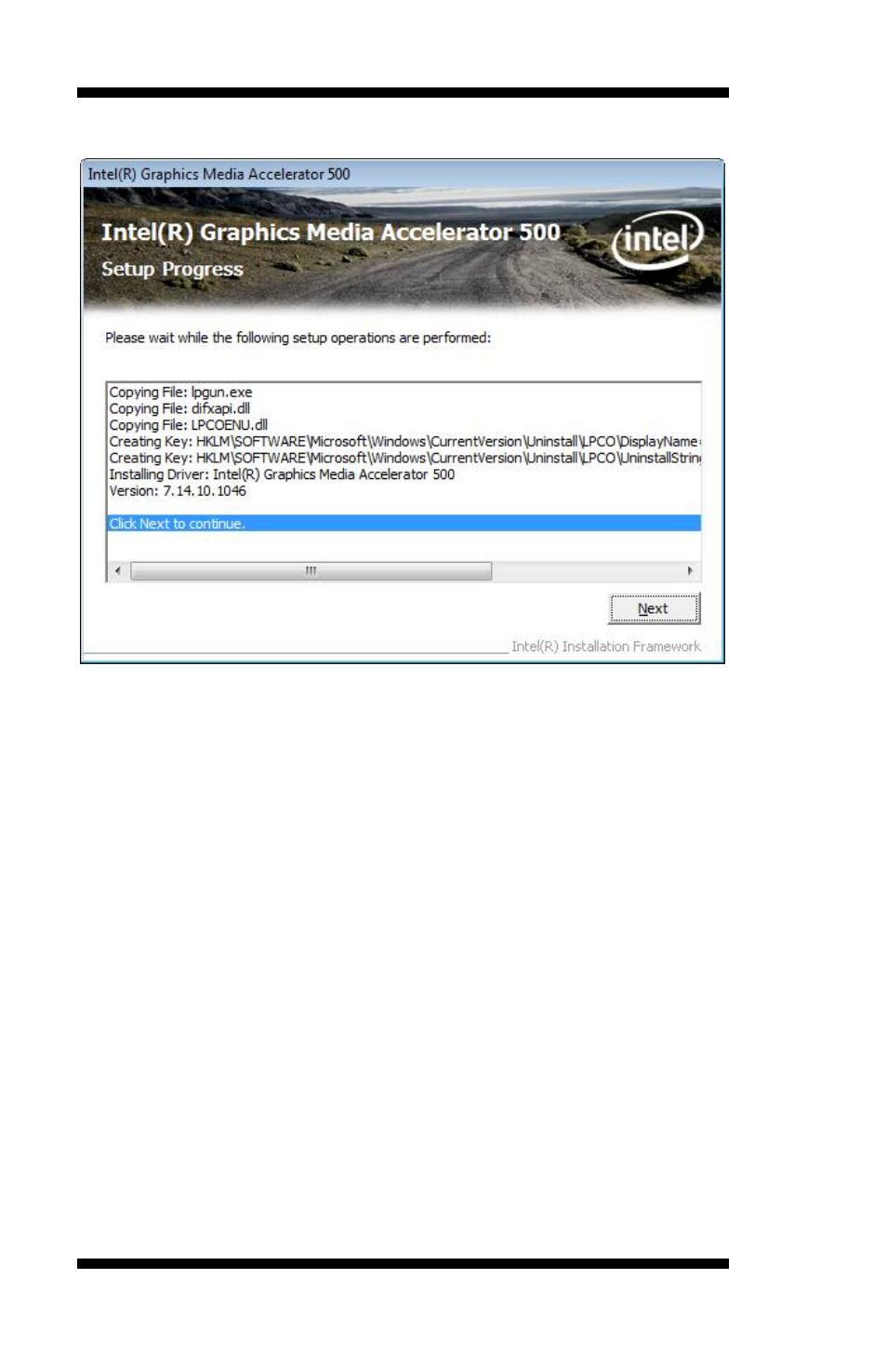 Click next to continue with the setup operations | IBASE IB882 User Manual | Page 44 / 56