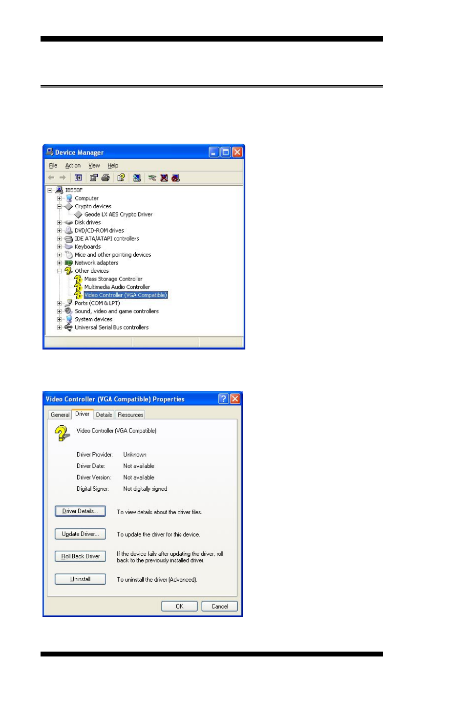 Vga drivers installation | IBASE IB550 User Manual | Page 44 / 58