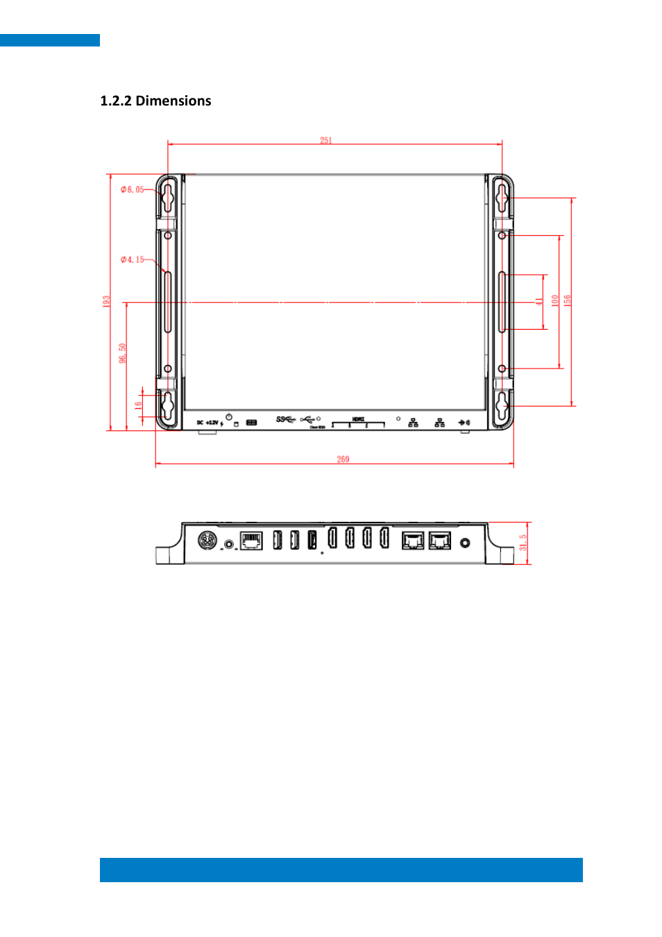 2 dimensions | IBASE SI-304 User Manual | Page 11 / 62