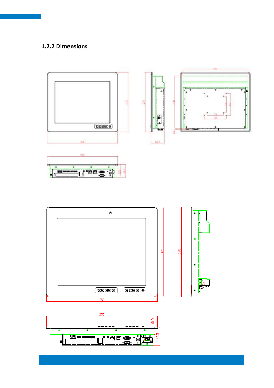 2 dimensions | IBASE IPPCXXA7-RE User Manual | Page 11 / 59