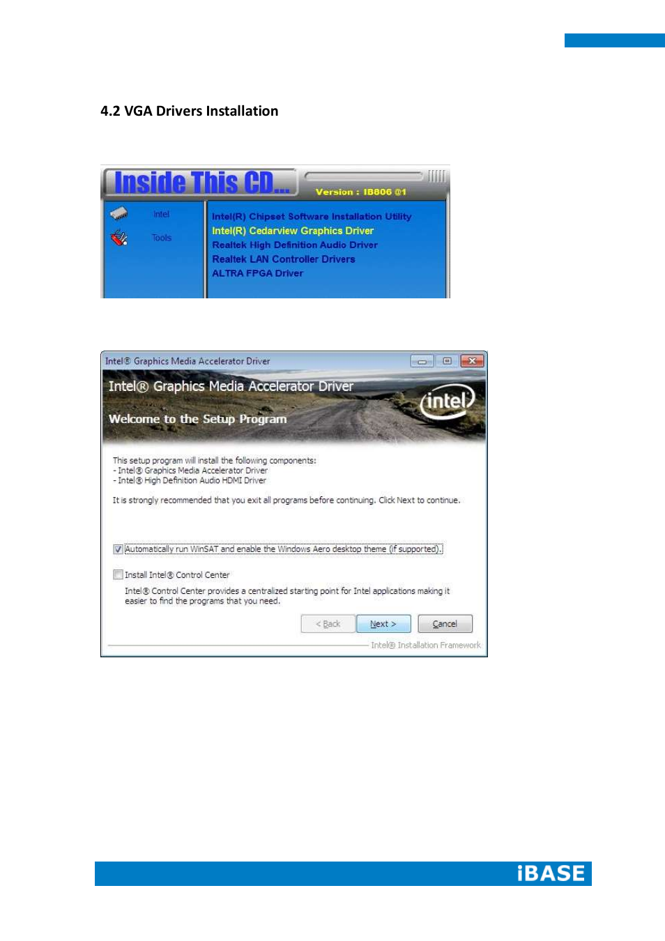 2 vga drivers installation | IBASE IPPCXXA7-RE User Manual | Page 56 / 59