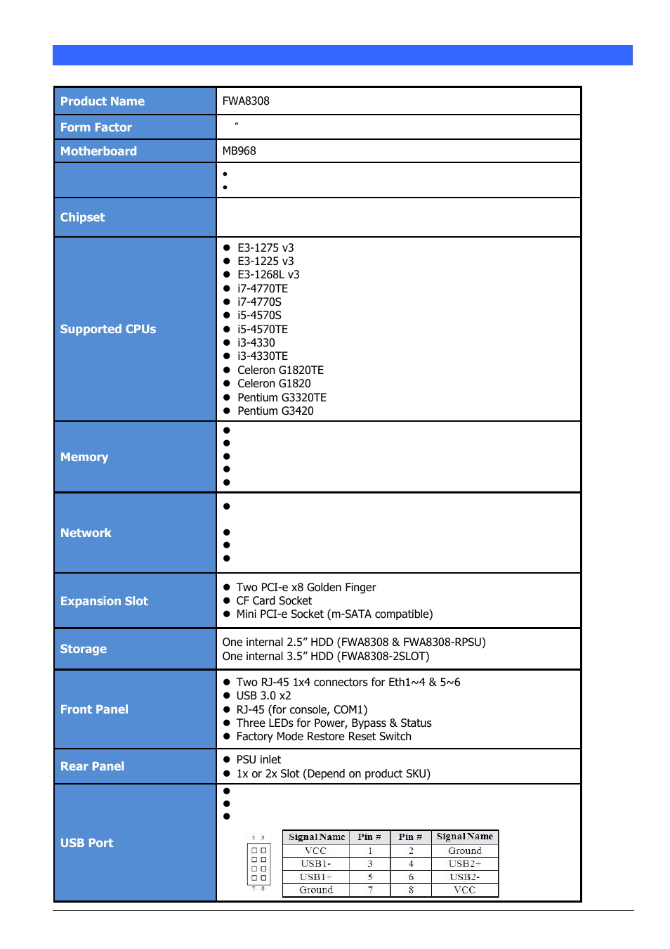 Chapter 2 system specification | IBASE FWA8308 User Manual | Page 5 / 52
