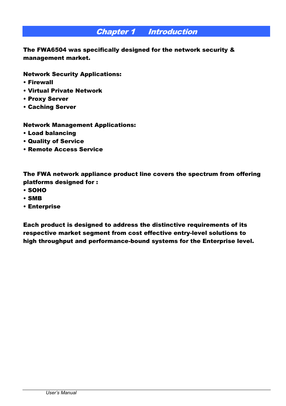 Chapter 1, Introduction, Chapter 1 introduction | IBASE FWA6504 User Manual | Page 5 / 16