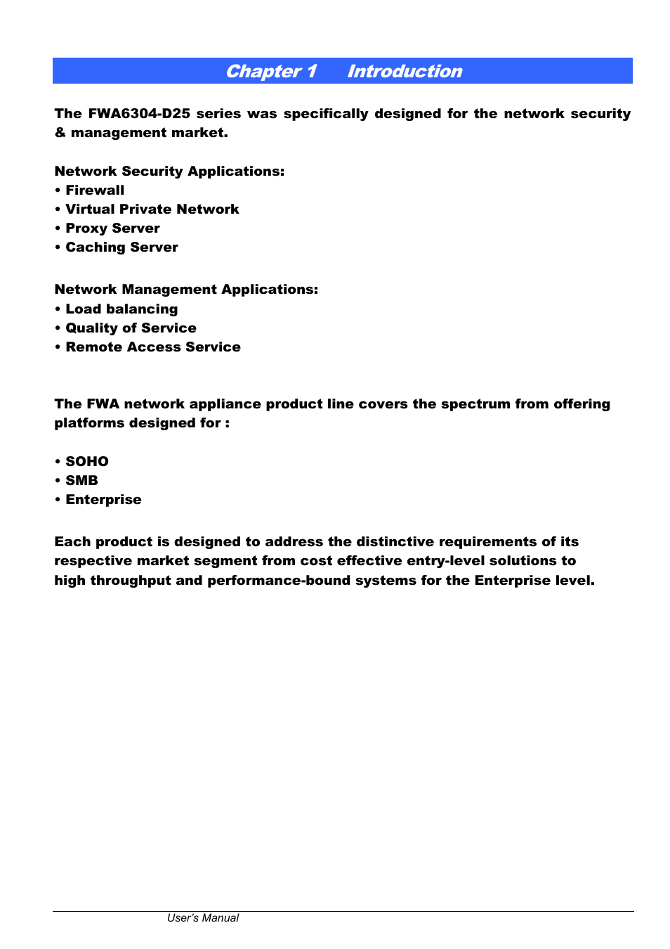 Chapter 1, Introduction, Chapter 1 introduction | IBASE FWA6304-D25 User Manual | Page 5 / 17