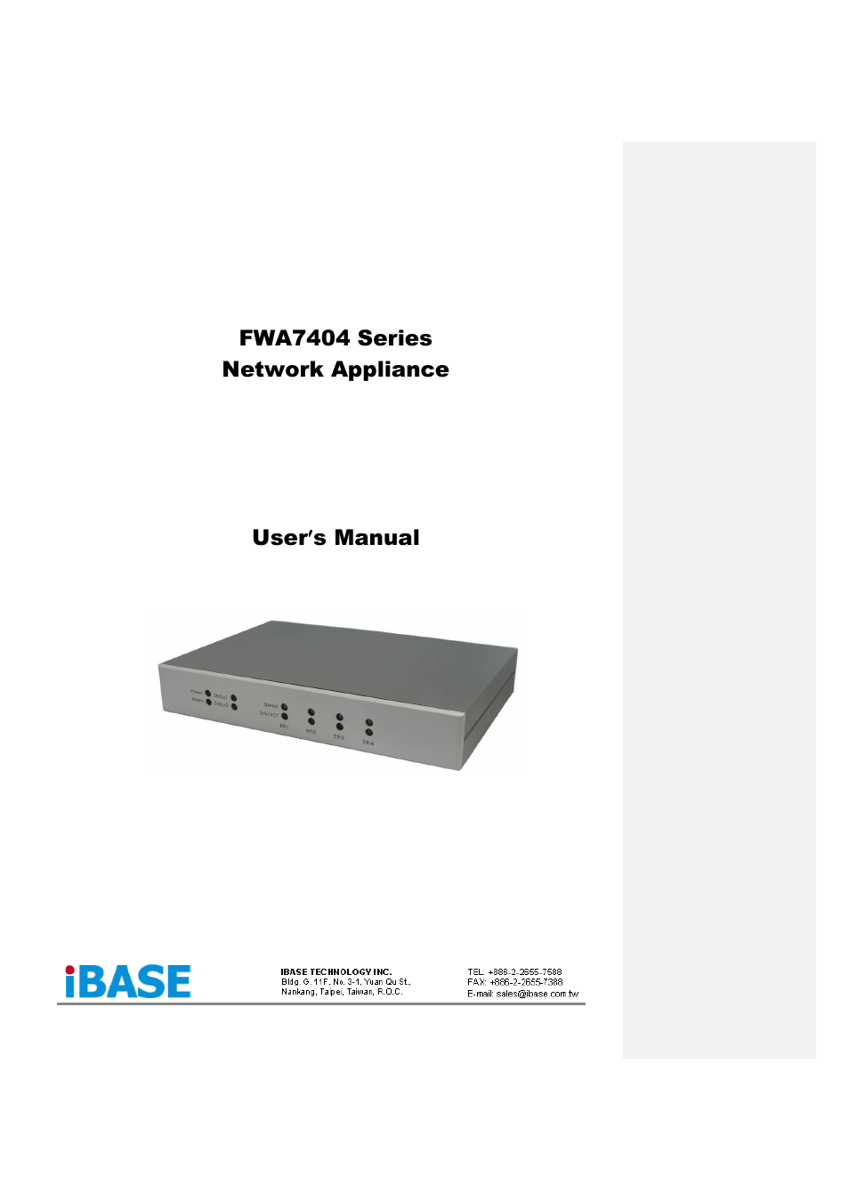 IBASE FWA7404 User Manual | 14 pages