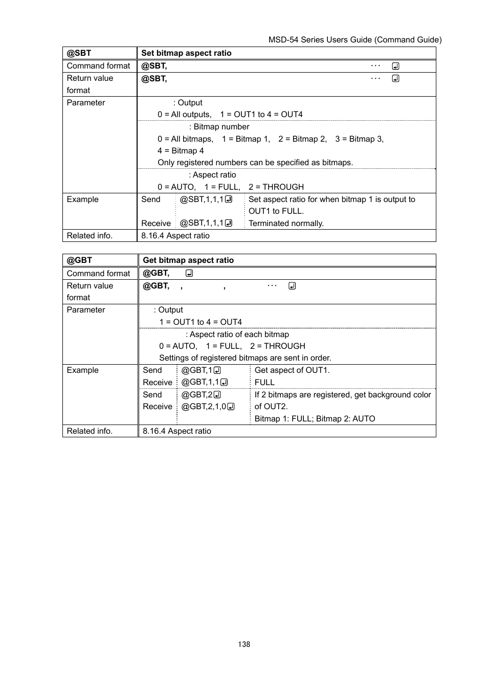 IDK MSD-54 Series Command Guide User Manual | Page 138 / 153